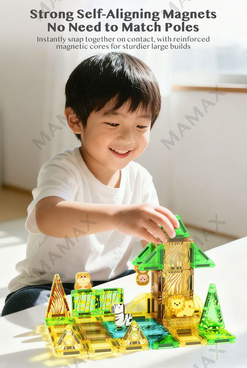 Themed Mini Magnetic Tiles Set 32/35Pcs★Portable Tin Box