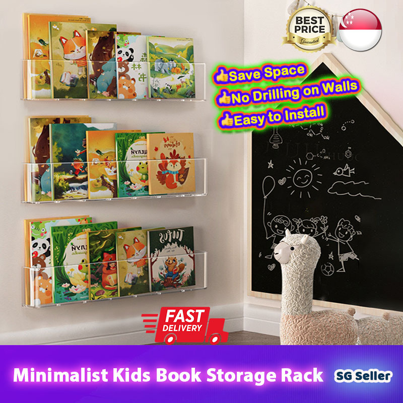 No-Drilling On Walls Minimalist Kids Floating Book Storage/Display Rack