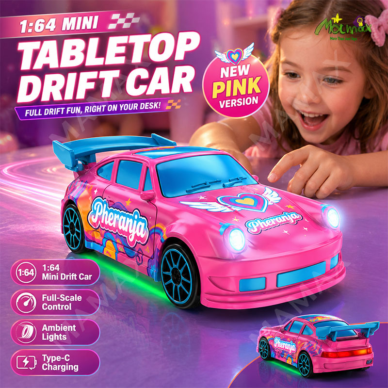 1/64 Micro Simulated Drifting Remote Control Car With Light Effects★Type-C Direct Charging✅FREE 4 Road Cones Included🚧
