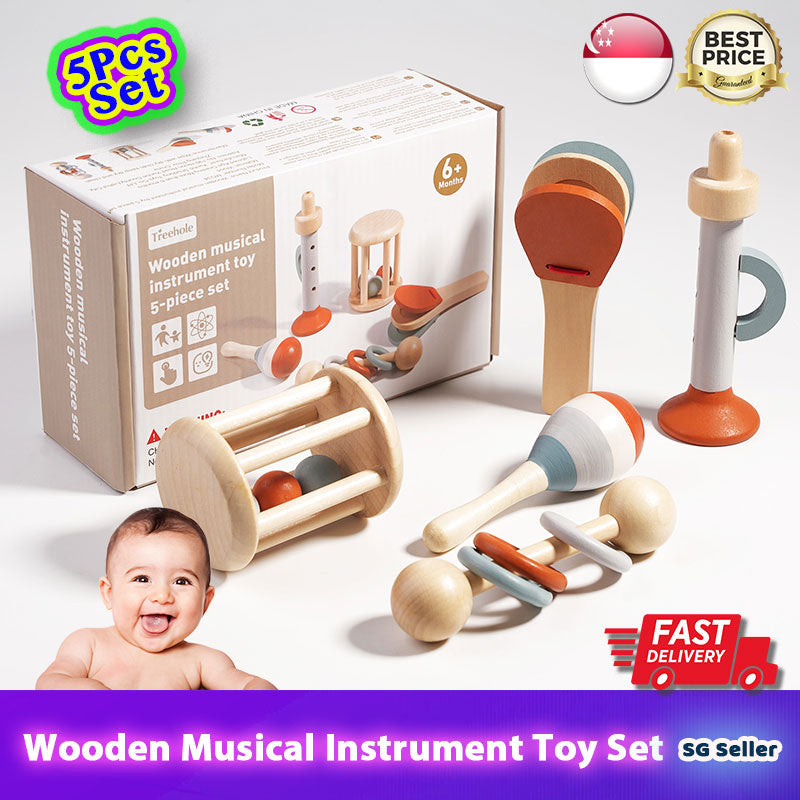 Baby Wooden Musical Instrument Montessori Toy 5-Piece Set