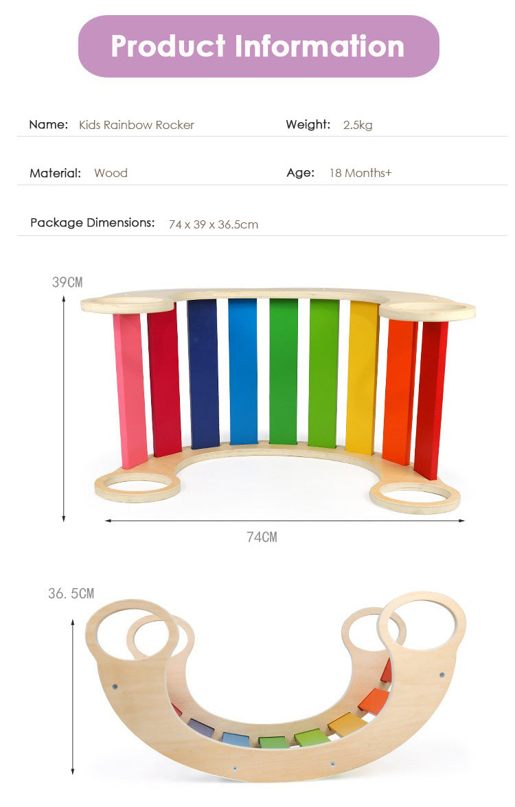 Kids Wooden Rainbow Waldorf Rocker★Indoor Universal Wooden Rocking Play/Climber