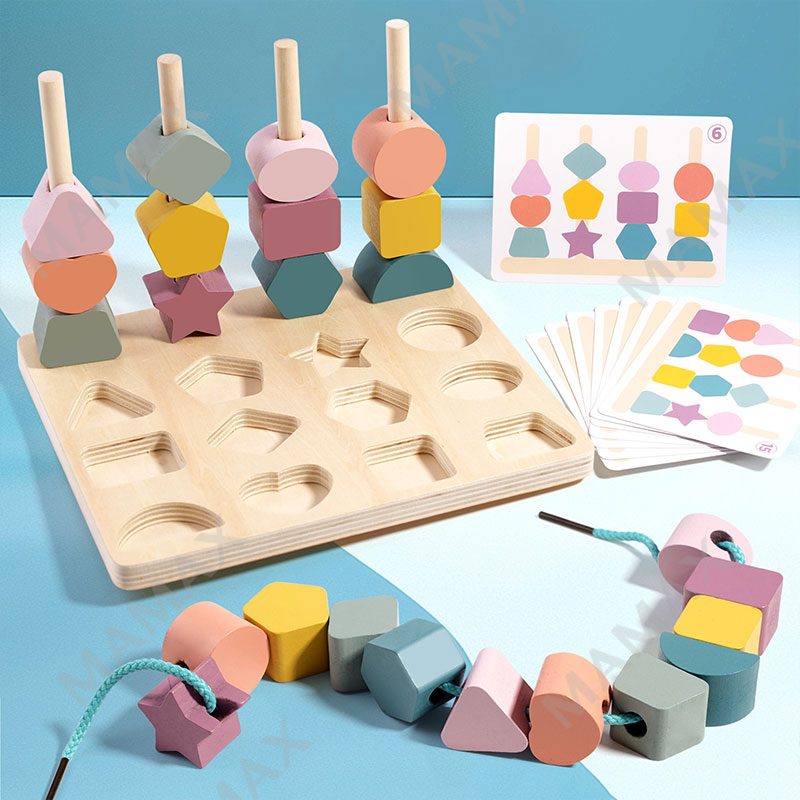 3-in-1 Baby Shape Stacking Matching Board Montessori Wooden Toy Set★