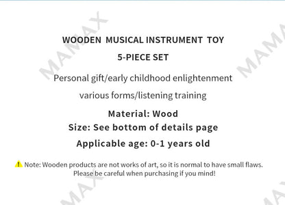 Baby Wooden Musical Instrument Montessori Toy 5-Piece Set