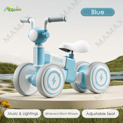 Kids 4-Wheel Balancing Bike with Music & Lighting★Toddler Bike✔️