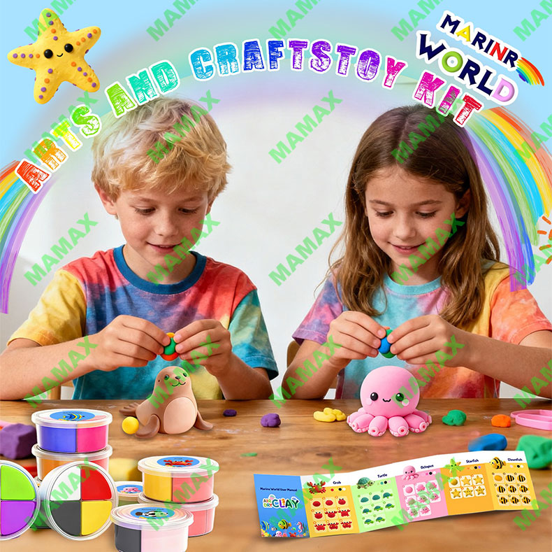 Themed Air Dry Clay DIY Combo Kit for Kids 3+★Marine&Animal World 12 Themes✅