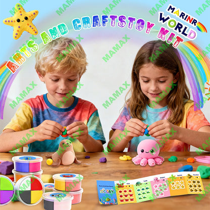 Themed Air Dry Clay DIY Combo Kit for Kids 3+★Marine&Animal World 12 Themes✅