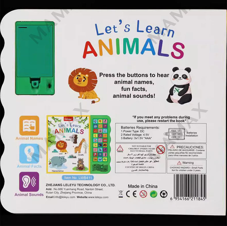 Let's Learn Animals/Farm Animals 27 Buttons Kids Electronic Sound Book★