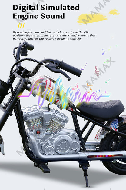 Premium Retro Harley-Style 22.2V 2-Wheel Kids Electric Motorcycle★Children Ride On Bike✅Fully Assembled✅Lithium Battery✅