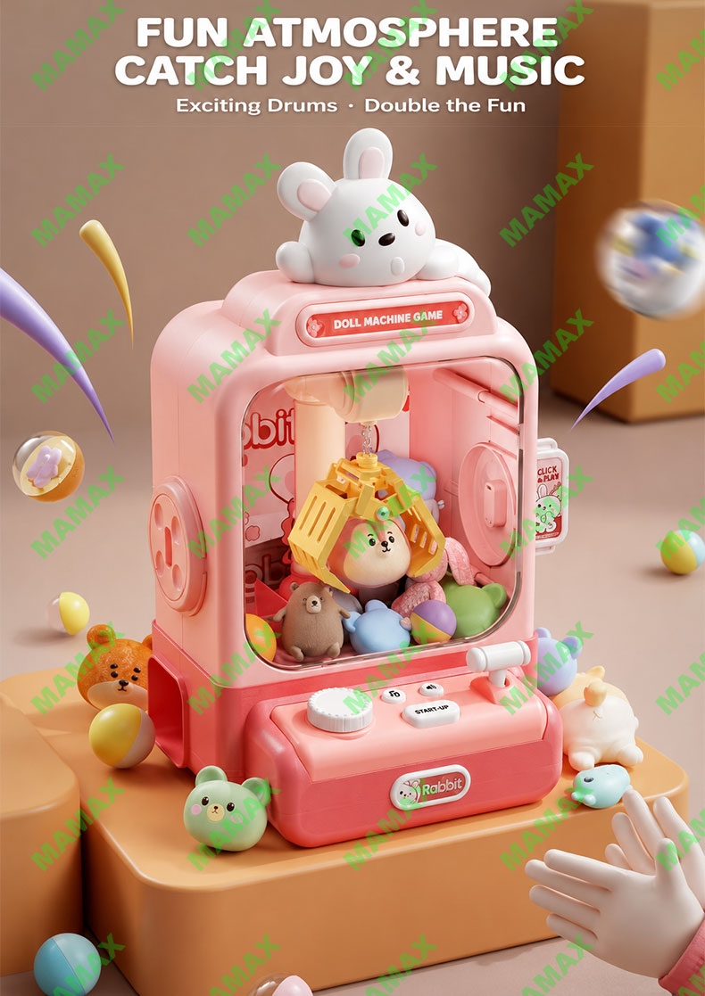 Kids Animal Claw Machine Toy★Battery Operated Mini Arcade Grabber with Sound Effects