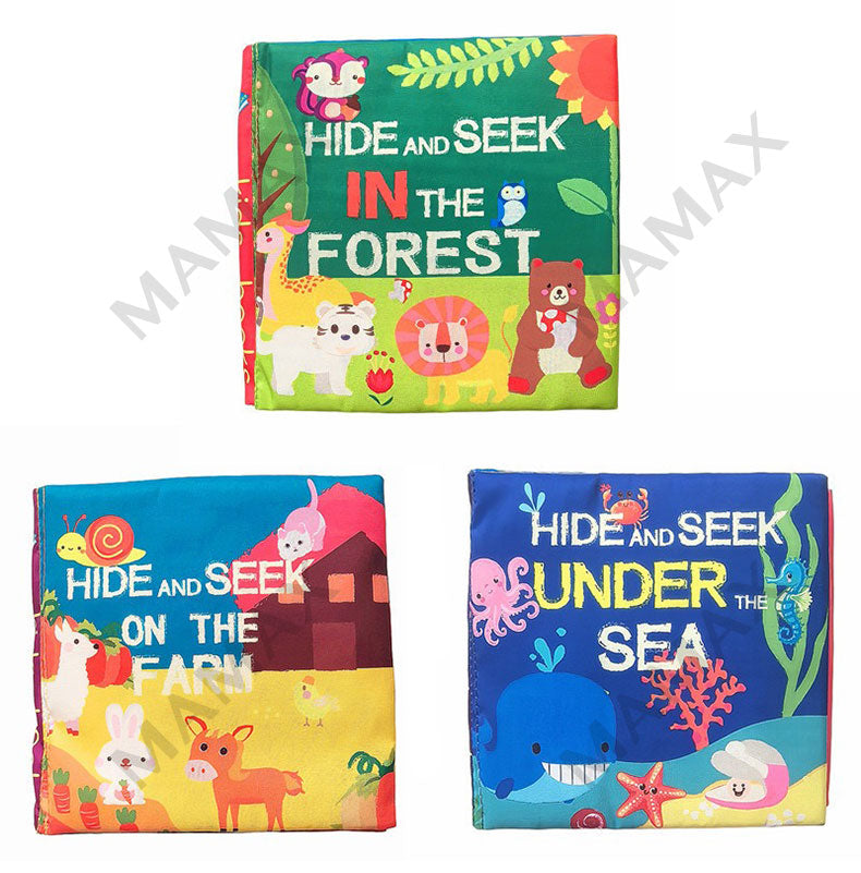 Baby Cloth Book Hide And Seek Series★Soft Crinkle Sensory Book for Toddlers