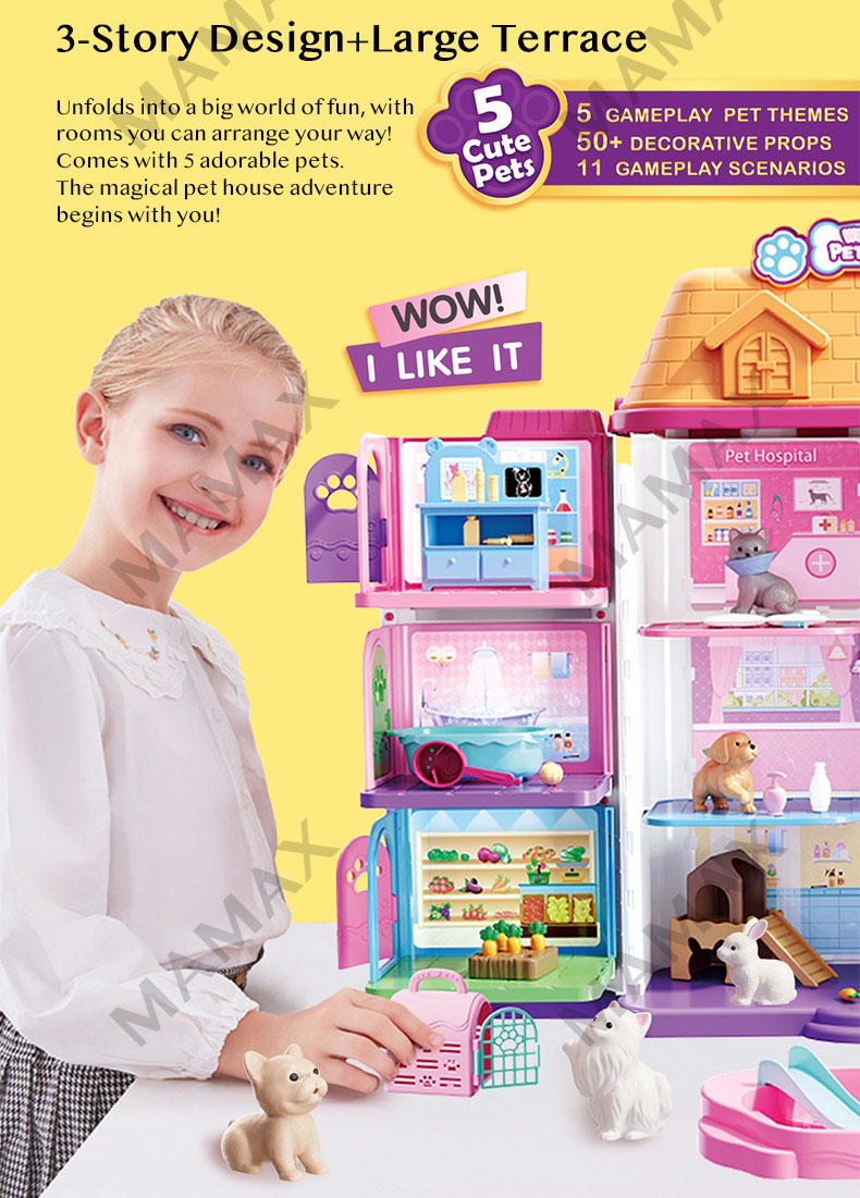 55cm Tall Large Size Luxurious Mega 3D Pet Play House With Elevator