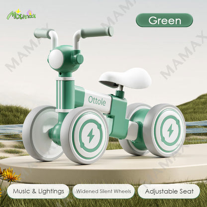 Kids 4-Wheel Balancing Bike with Music & Lighting★Toddler Bike✔️