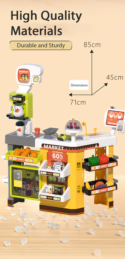 Multi-functional Supermarket + Shopping Cart Playset