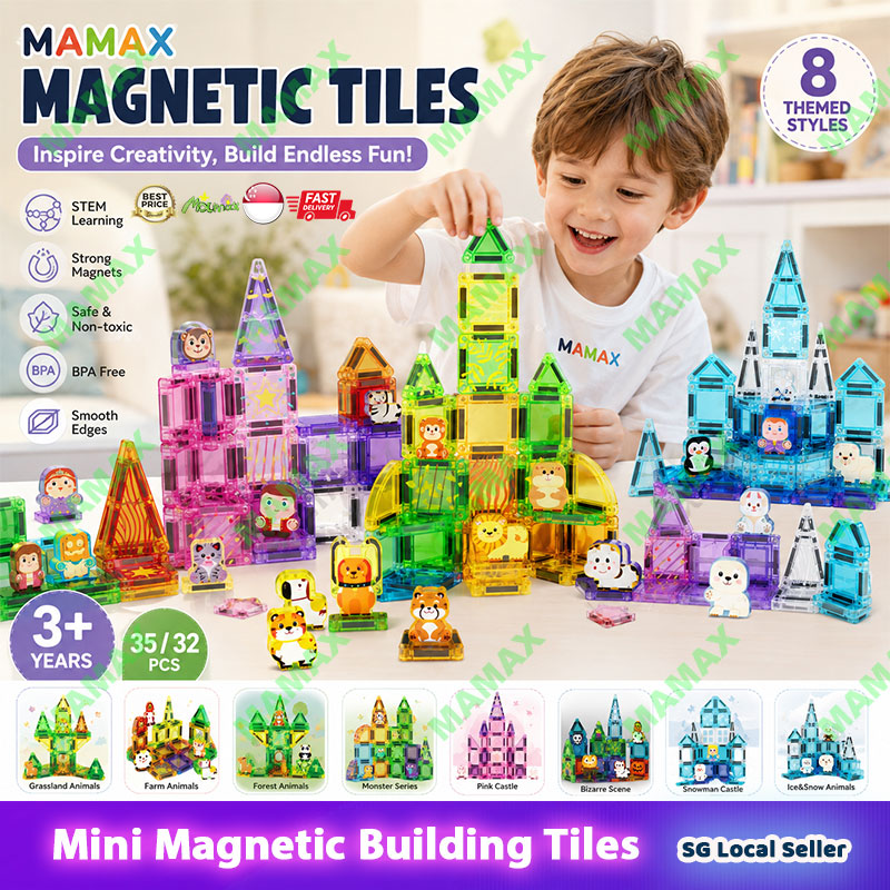 Themed Mini Magnetic Tiles Set 32/35Pcs★Portable Tin Box✅