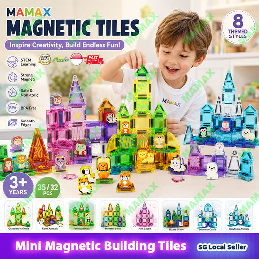 Themed Mini Magnetic Tiles Set 32/35Pcs★Portable Tin Box✅