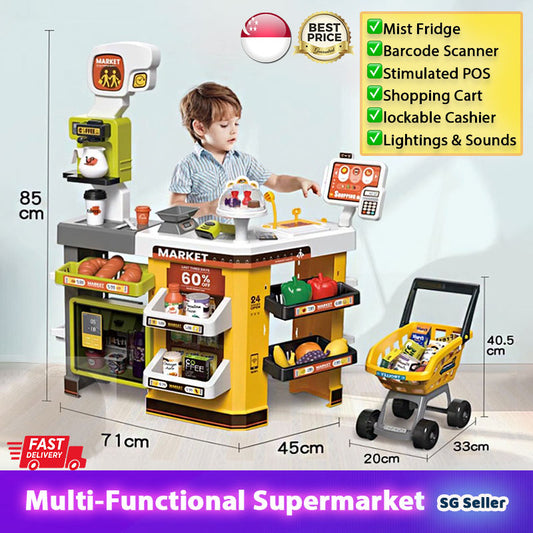 Multi-functional Supermarket + Shopping Cart Playset