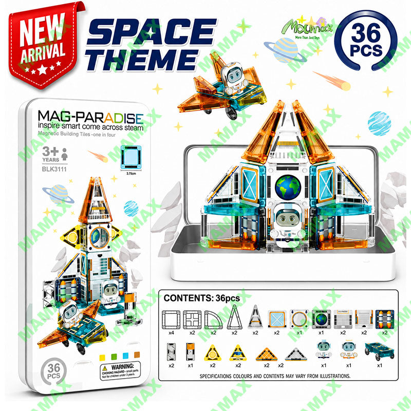 Themed Mini Magnetic Tiles Set 32/35Pcs★Portable Tin Box✅