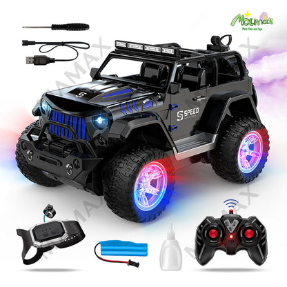 1:16 RC Off-Road Jeep Car Toy★Dual Remote Control✅LED Lights&Sound✅Fog Spray✅