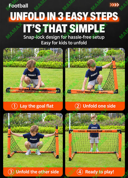 MAMAX【SG Ready Stock】120CM Foldable Kids Football Goal Soccer Goal Net With Storage Bag★