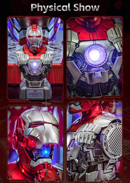 Official License Collectible Iron Man MK5 Dual 5W Bluetooth Speaker With Openable Magnetic Head Sculpt