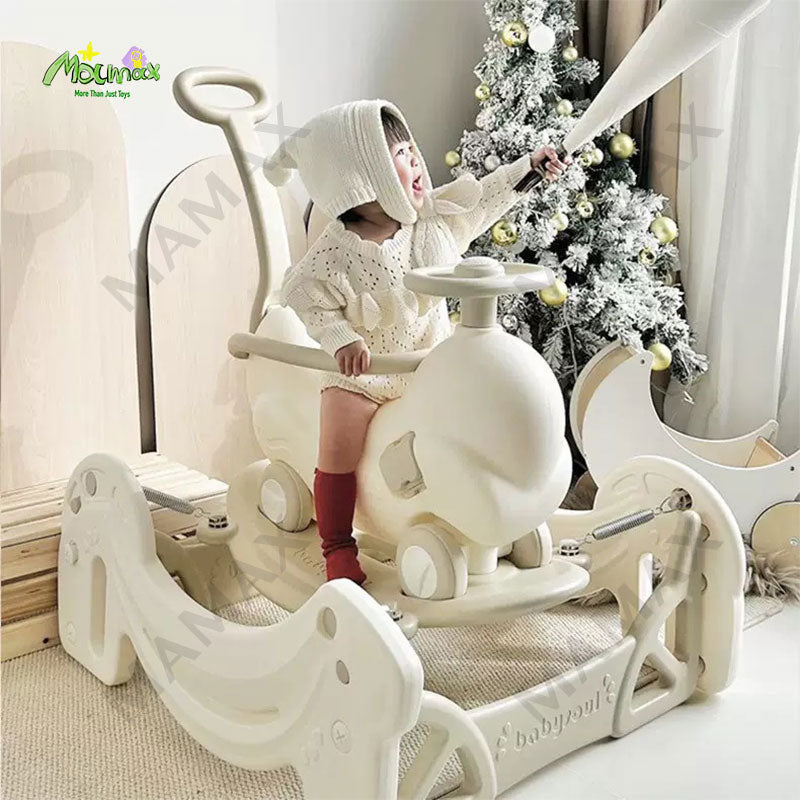 4-in-1 Baby Rocking Horse&Bouncer Combo Set★Rock➕Bounce➕Push➕Ride✅