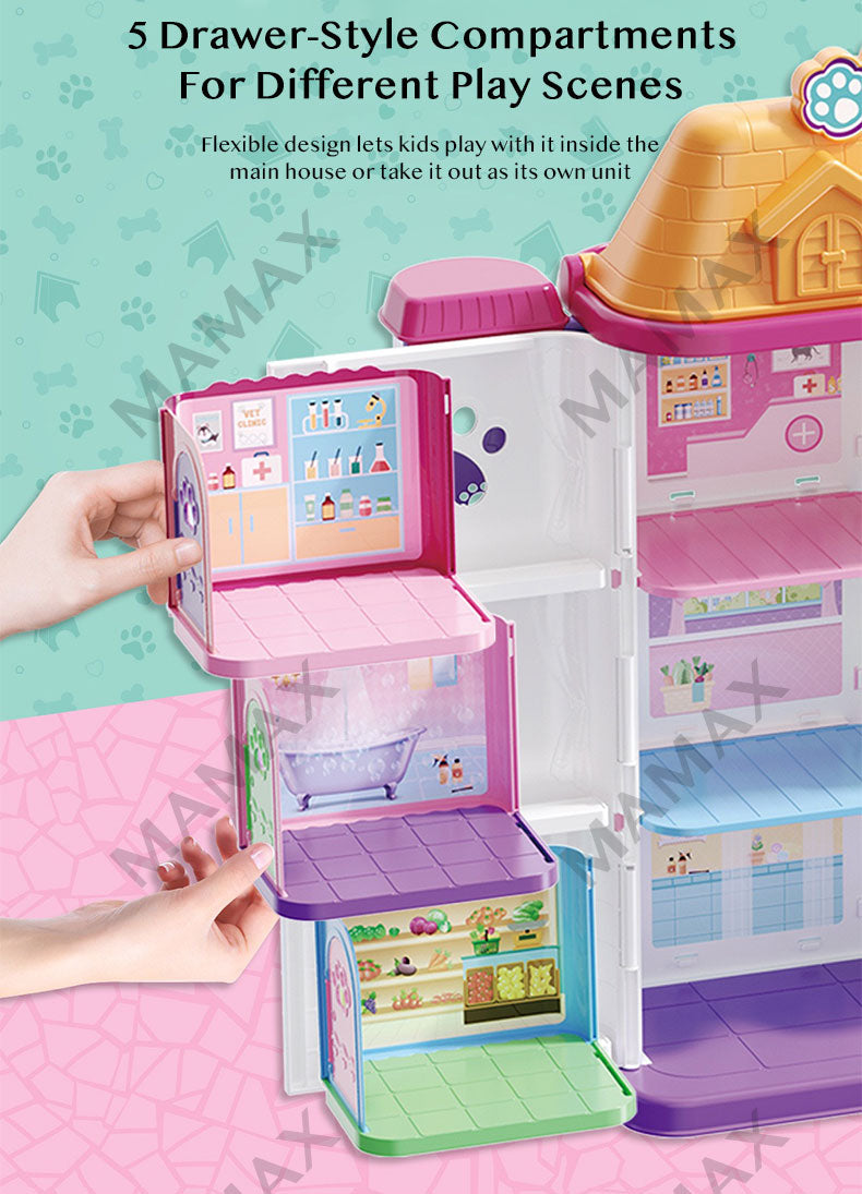 55cm Tall Large Size Luxurious Mega 3D Pet Play House With Elevator