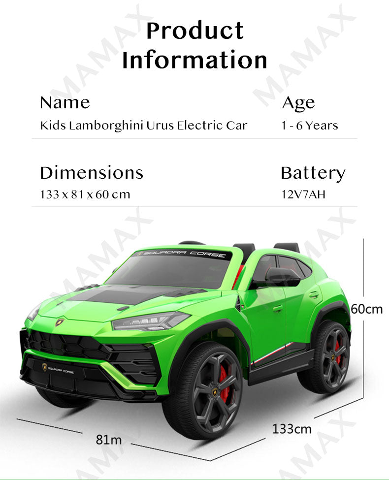 Large Size Kids Lamborghini Urus Licensed Electric Ride On 4WD Car With Remote Control