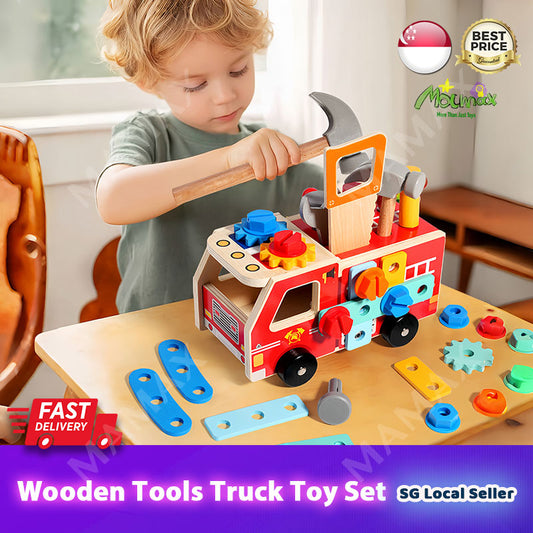Kids Wooden Tools Truck Toy Set★Educational Montessori Tool Cart