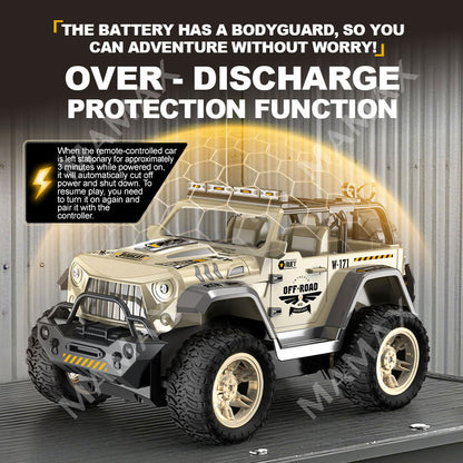 1:16 RC Off-Road Jeep Car Toy★Dual Remote Control✅LED Lights&Sound✅Fog Spray✅