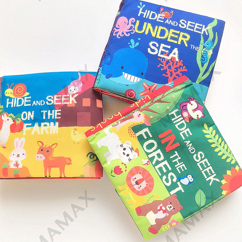 Baby Cloth Book Hide And Seek Series★Soft Crinkle Sensory Book for Toddlers