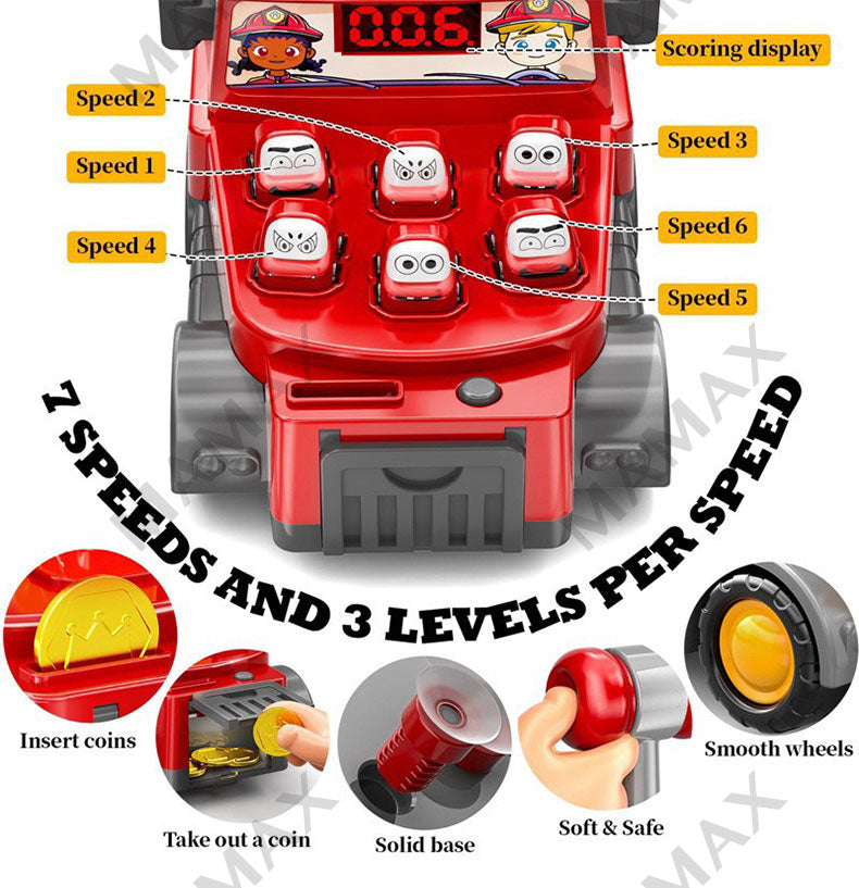 Whac-A-Mole Truck Toy★Firefighter/Police/Construction Car✅1 FREE RADOM MINI CAR🎁