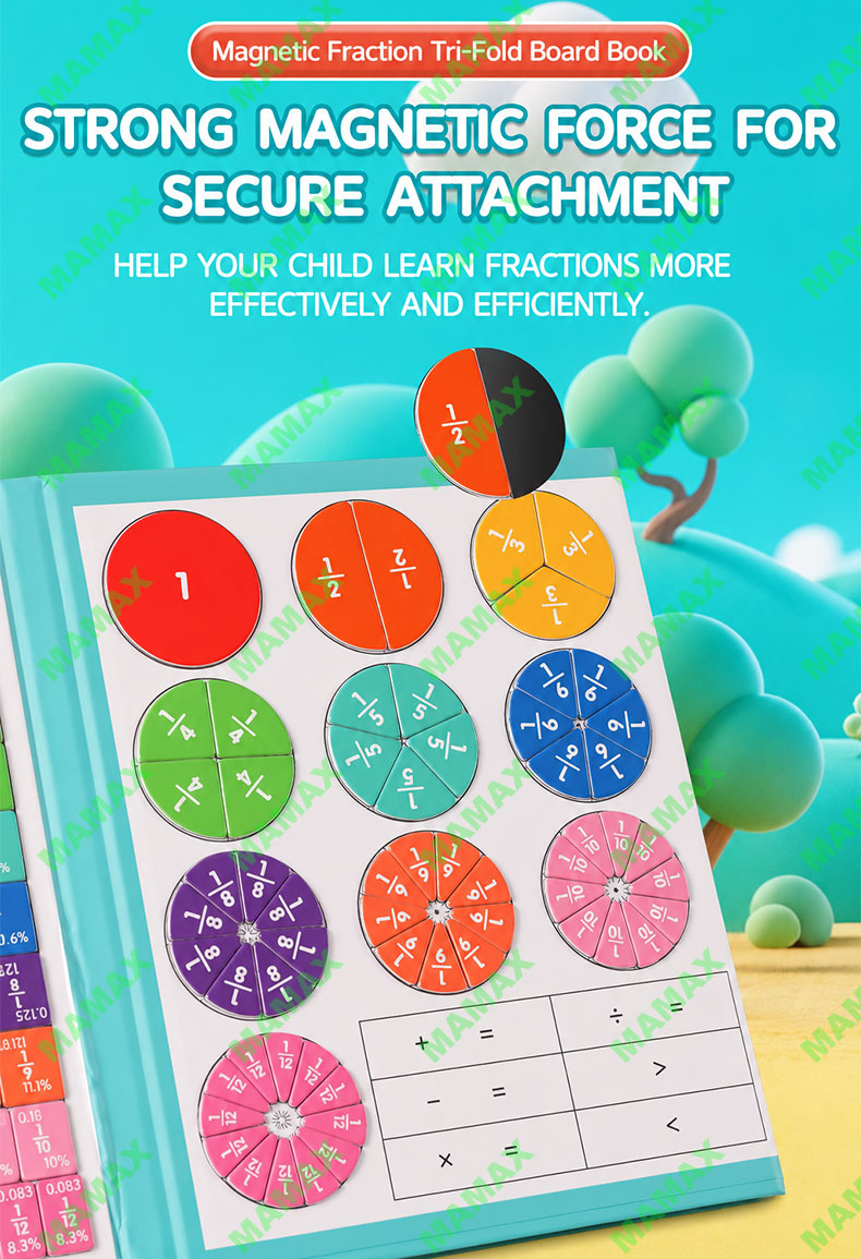 Magnetic Fraction Learning Board Play Book★Math Manipulatives Educational Toy✅