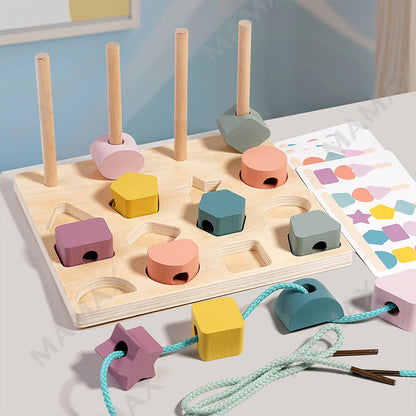 3-in-1 Baby Shape Stacking Matching Board Montessori Wooden Toy Set★