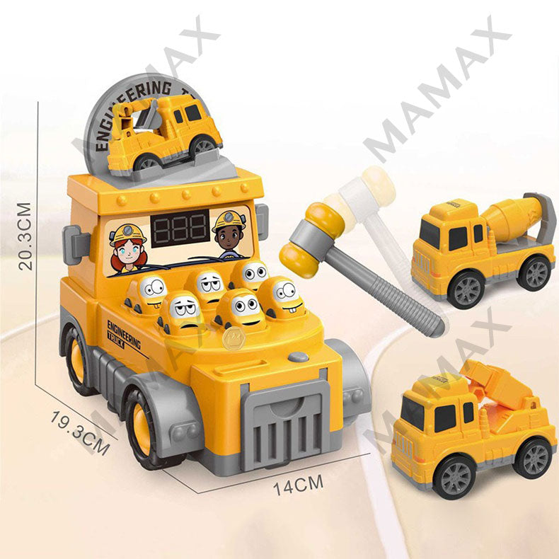 Whac-A-Mole Truck Toy★Firefighter/Police/Construction Car✅1 FREE RADOM MINI CAR🎁