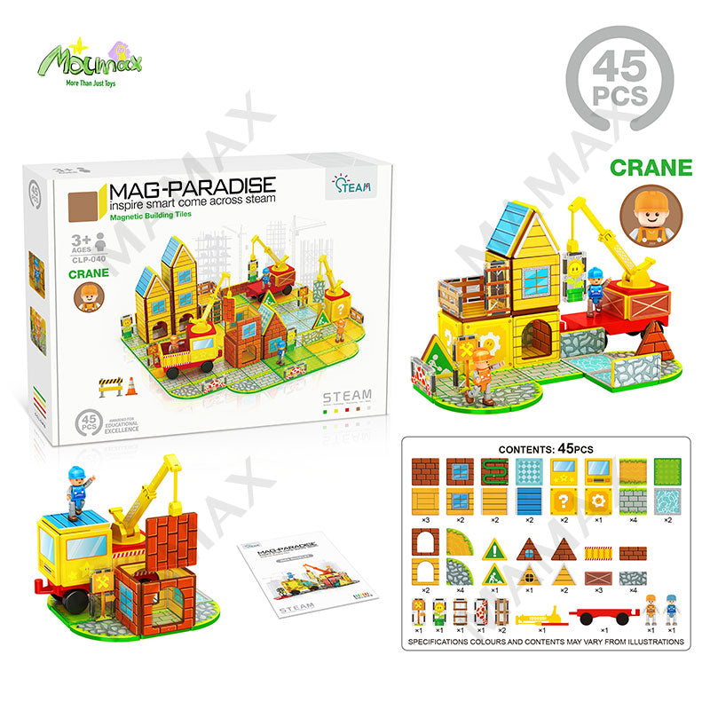 Large Magnetic Building Tiles Set for Kids 3+