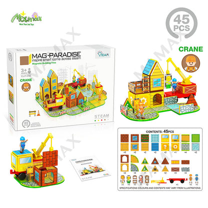 Large Magnetic Building Tiles Set for Kids 3+