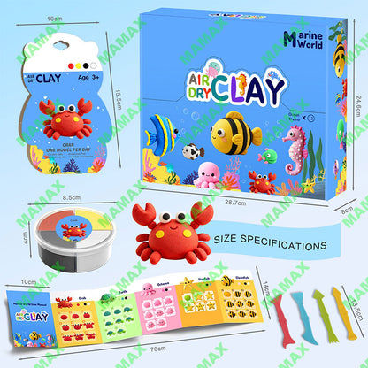 Themed Air Dry Clay DIY Combo Kit for Kids 3+★Marine&Animal World 12 Themes✅