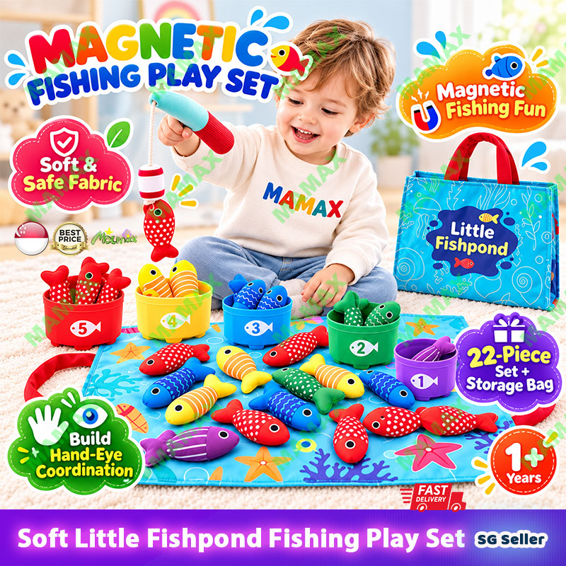 MAMAX【SG Ready Stock】22PCS Magnetic Fishing Toy Set with Storage Bag for Toddlers Kids★