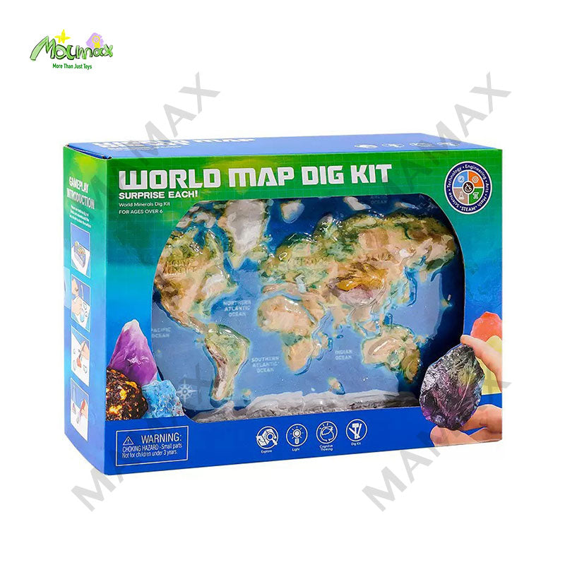 World Map Dig Kit for Kids★Gems&Crystals Excavation Toy✅