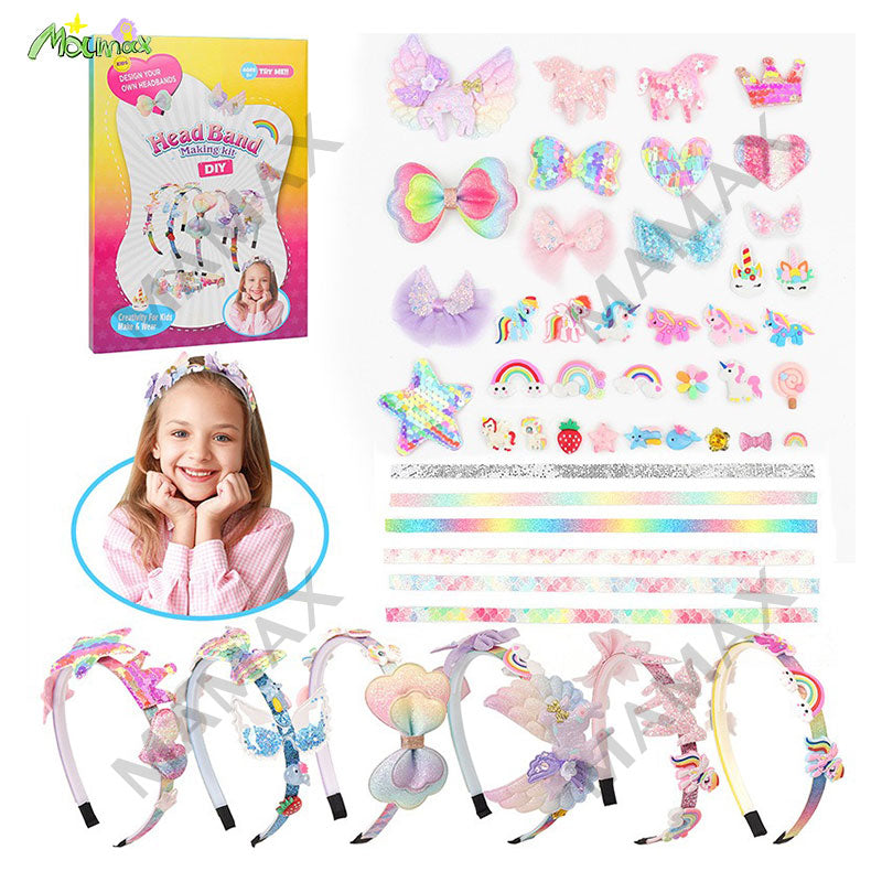 DIY Kids Head Band Making Kit Includes 6 Head Bands 36 Accessories★For Age 5+
