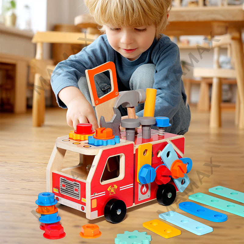 Kids Wooden Tools Truck Toy Set★Educational Montessori Tool Cart