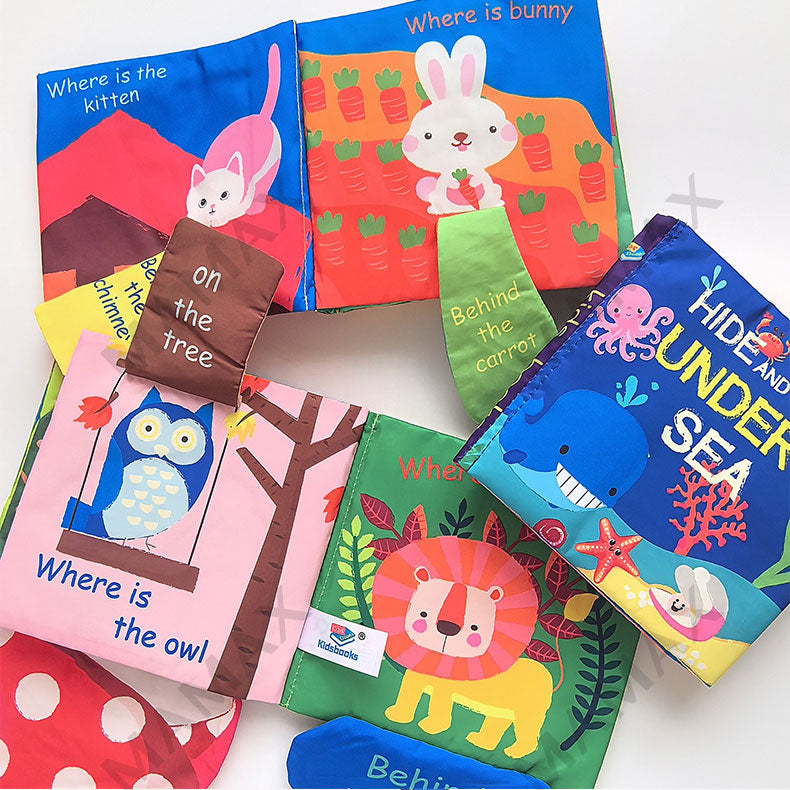 Baby Cloth Book Hide And Seek Series★Soft Crinkle Sensory Book for Toddlers