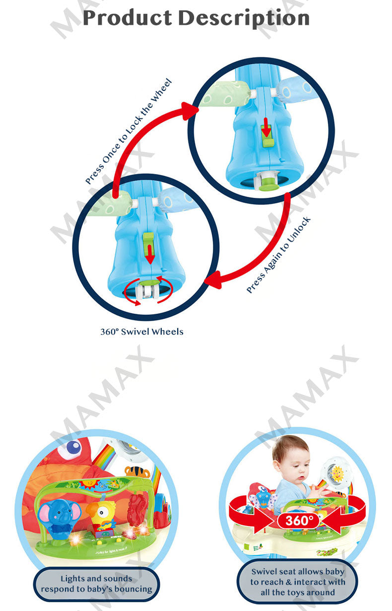 Multi-Functional Animal Baby Walker With Jumping➕360° Spinning Activated Music & Lights★