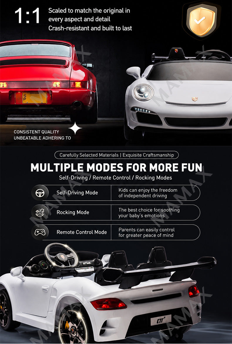 MAMAX🔥NEW🔥2-Seater Official Licensed Porsche RUF CTR3 Kids Electric Ride On Toy Car★