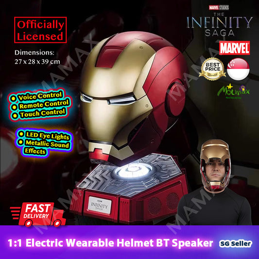 1:1 Scale Wearable Iron Man Helmet Bluetooth Speaker★Voice/Remote/Touch Control✅LED Eye Lights✅