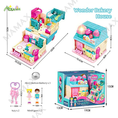 Kids 6-Themed Design 3D Surprise Mini Multi-Storey Treasure House Toy Set With Lights&Music&Keys