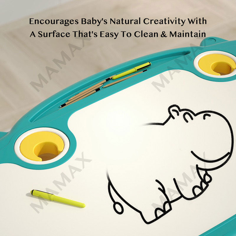 Kids Cute Hippo Multifunctional Adjustable Study Table + Chair Set With FREE Marker& Eraser