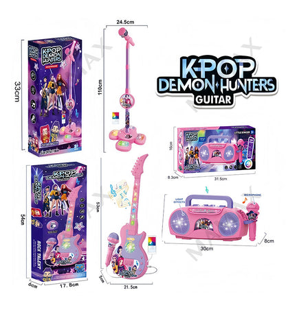 Kids K-Pop Demon Hunters Music Toy★Light-Up Guitar✅Microphone✅Singing Machine/Boombox
