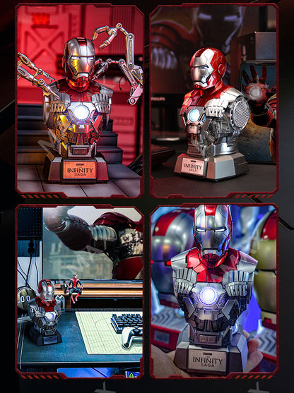 Official License Collectible Iron Man MK5 Dual 5W Bluetooth Speaker With Openable Magnetic Head Sculpt