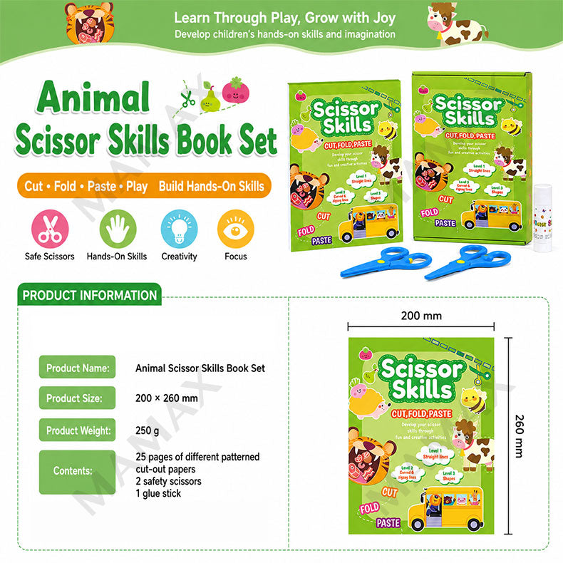 Scissor Skills Activity Book Set for Kids★
